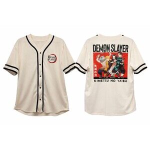 Demon Slayer Off White Ivory Unisex Kimetsu No Yaiba Anime Graphic Jersey Large